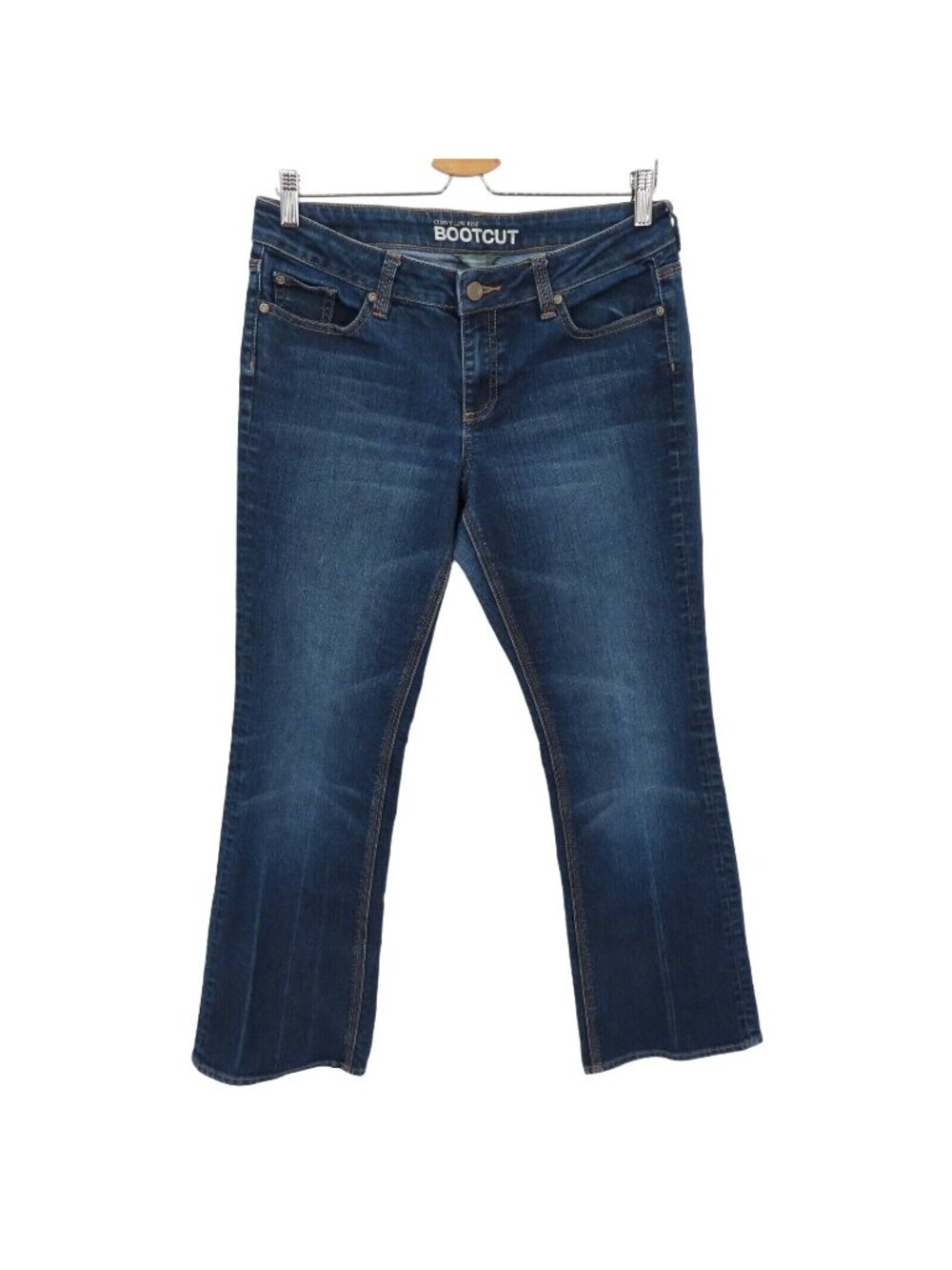 New York & Company Womens 10 Petite 10P Curvy Low Rise Bootcut Blue Denim Jeans